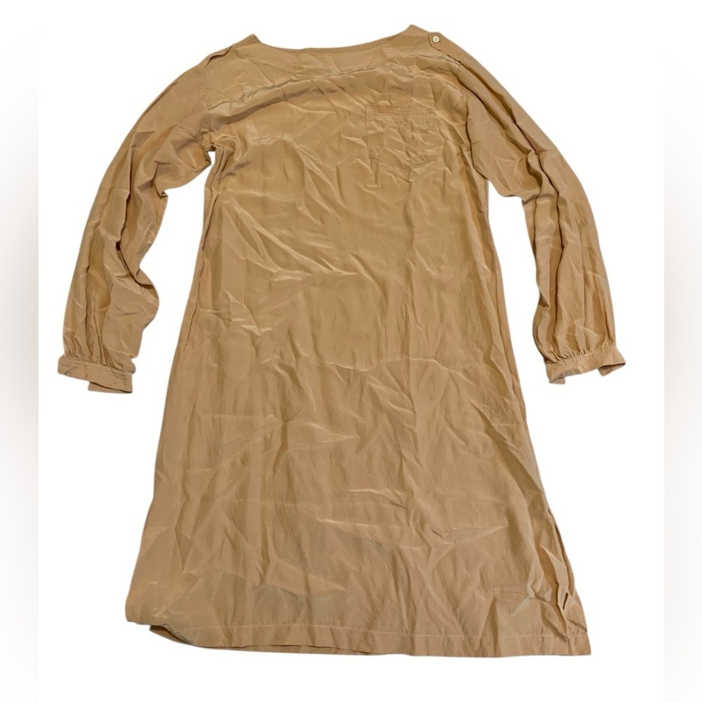 Vintage Escale 100% Silk Shift Dress Tunic Top Neutral Tan Beige Size 10